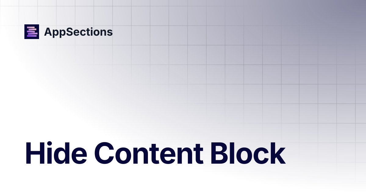 Hide Content Block | AppSections